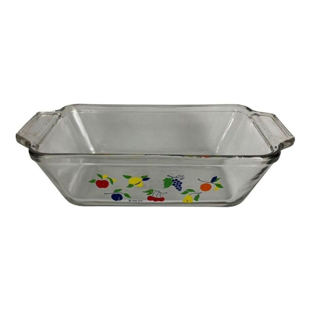 Vintage Anchor Ovenware Loaf Dish Clear Glass Lemons Grapes 1.5 qt. Replacement